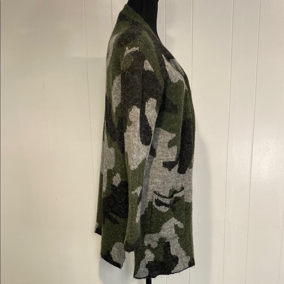 Cardigan Cabincore Gorpcore Camo Modern Canvas Open Front Pockets Green Medium - Picture 3 of 7